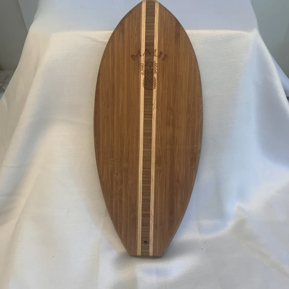 Bamboo Small Cutting Board Surfboard Shape 14.5 in long